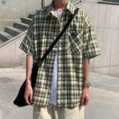 Cămașă casual pentru bărbați cu buzunare și mâneci scurte