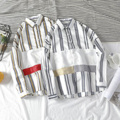 Ριγέ ανδρικό πουκάμισο με κλασικό γιακά και μακριά μανίκια