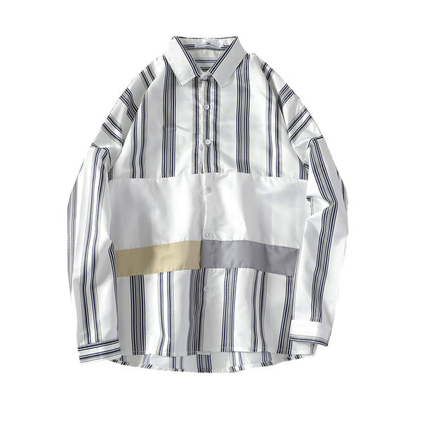 Ριγέ ανδρικό πουκάμισο με κλασικό γιακά και μακριά μανίκια