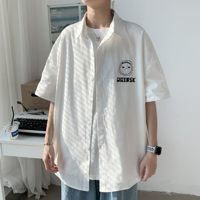 Camasa barbati model uni cu aplicatie si maneci scurte