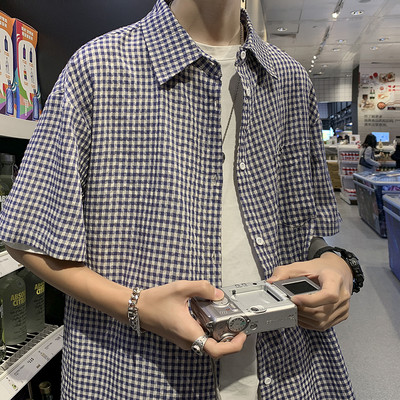 Ανδρικό καρό πουκάμισο με κλασικό κολάρο σε τρία χρώματα