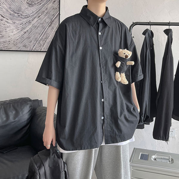 Jauna modeļa vīriešu ikdienas krekls ar 3D elementu