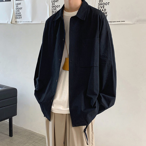 Camasa barbateasca model larg cu nasturi si buzunar