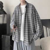 Cămașă de primăvară în carouri pentru bărbați cu nasturi