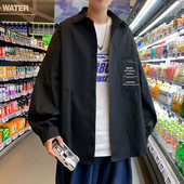 Cămașă bărbătească model larg cu buzunar și inscripții