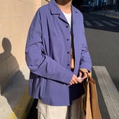 Cămașă de primăvară într-o singură culoare cu nasturi