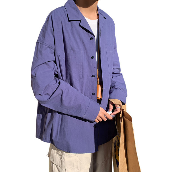 Cămașă de primăvară într-o singură culoare cu nasturi