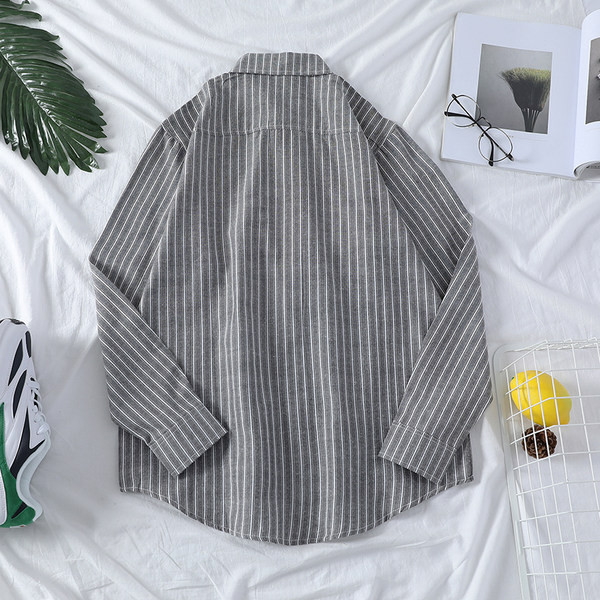 Cămașă cu dungi cu guler clasic și mâneci lungi în trei culori