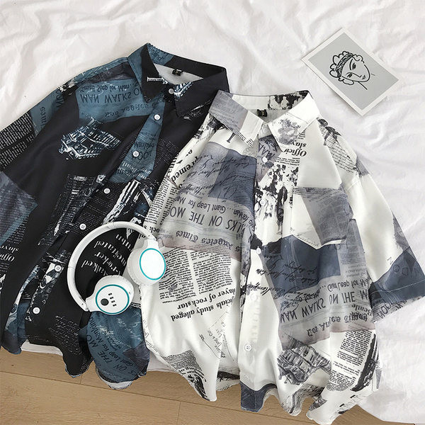 Cămașă casual pentru bărbați cu imprimeu și guler clasic