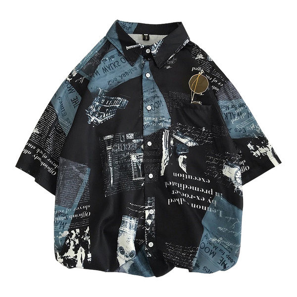 Cămașă casual pentru bărbați cu imprimeu și guler clasic