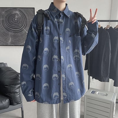 Plata modeļa vīriešu krekls ar apdruku