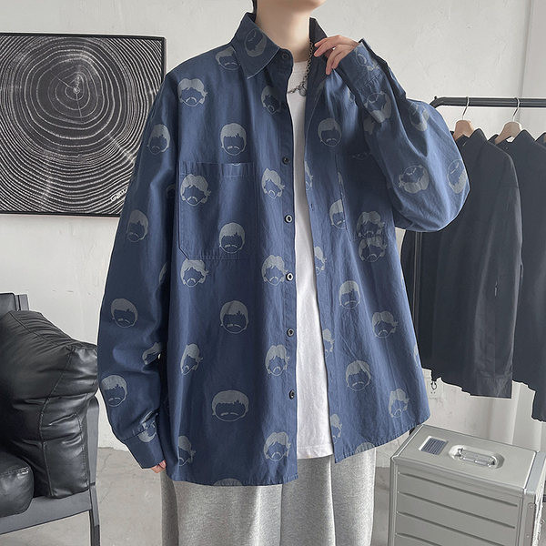 Plata modeļa vīriešu krekls ar apdruku