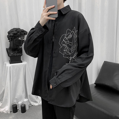 Vīriešu ikdienas krekls ar rožu aplikāciju