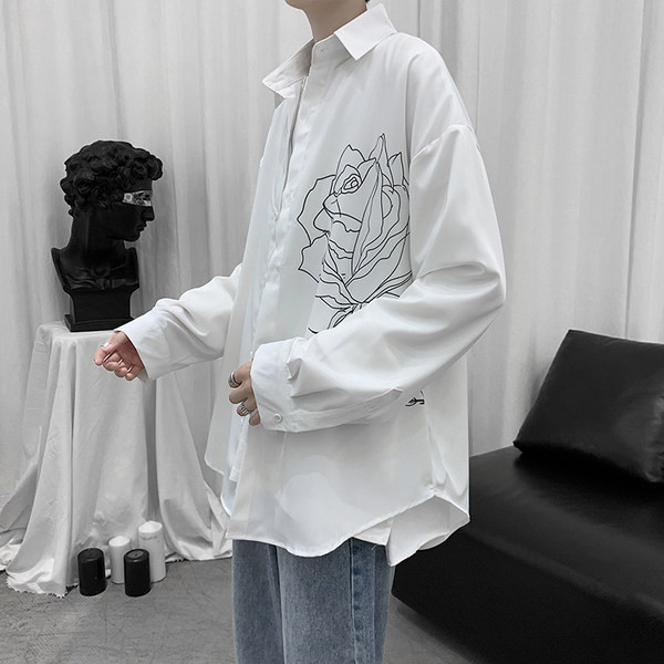 Vīriešu ikdienas krekls ar rožu aplikāciju