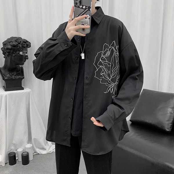 Vīriešu ikdienas krekls ar rožu aplikāciju