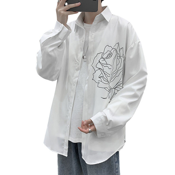 Vīriešu ikdienas krekls ar rožu aplikāciju