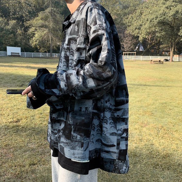 Μοντέρνο ανδρικό μακρυμάνικο πουκάμισο σε γκρι χρώμα