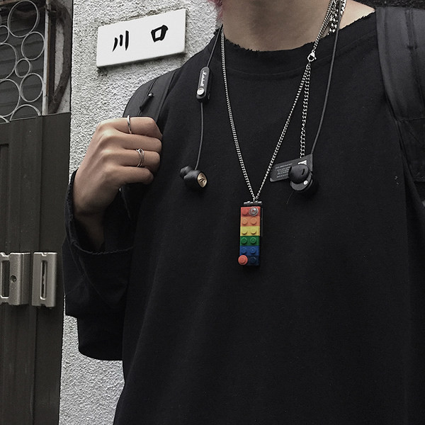 Lanț lung metalic pentru bărbați zilnic cu pandantiv