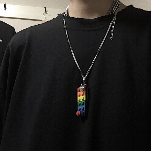 Lanț lung metalic pentru bărbați zilnic cu pandantiv