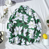 Ανδρικό πουκάμισο με λουλουδάτο μοτίβο και μακριά μανίκια