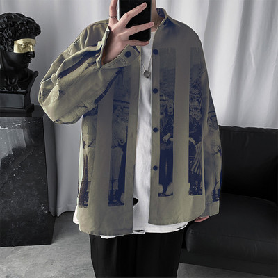 Cămașă casual pentru bărbați cu nasturi și guler clasic - două culori