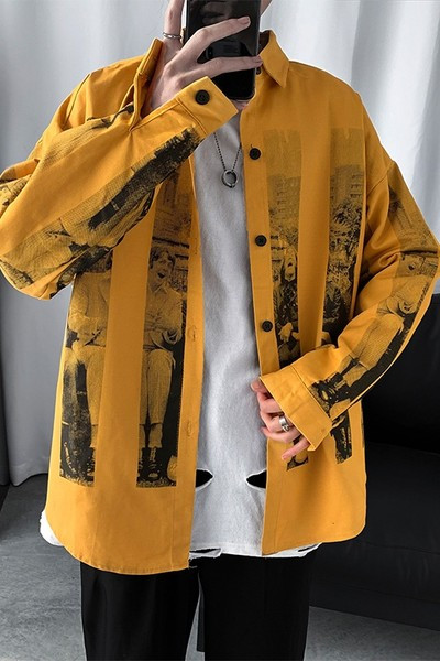 Cămașă casual pentru bărbați cu nasturi și guler clasic - două culori