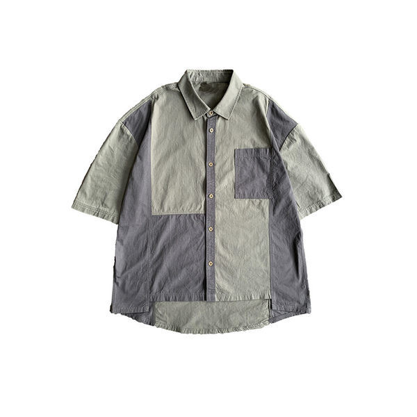 Cămașă retro pentru bărbați cu mâneci scurte și guler în formă de O