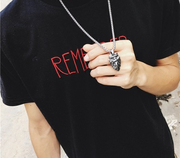 Lanț lung de oțel elegant pentru bărbați cu pandantiv