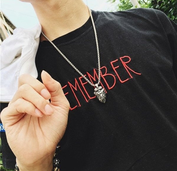 Lanț lung de oțel elegant pentru bărbați cu pandantiv