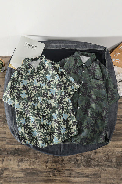 Cămașă de vară pentru bărbați cu mâneci 3/4 - guler clasic