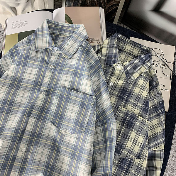 Cămașă casual în carouri cu buzunar