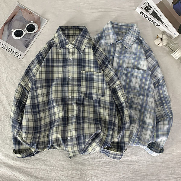 Cămașă casual în carouri cu buzunar