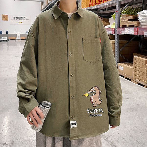 Cămașă casual de primăvară cu aplicație colorată