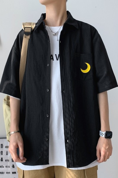 Ανδρικό πουκάμισο μοντέρνο με κλασικό γιακά και κέντημα