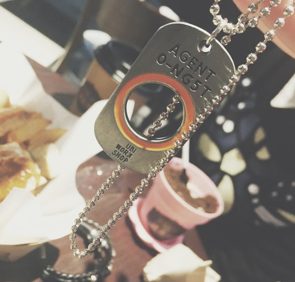 Lanț de oțel pentru bărbați, actualizat, cu pandantiv și inscripție