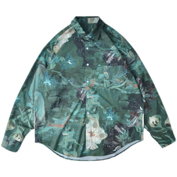 Cămașă casual pentru bărbați cu mâneci lungi și motive florale