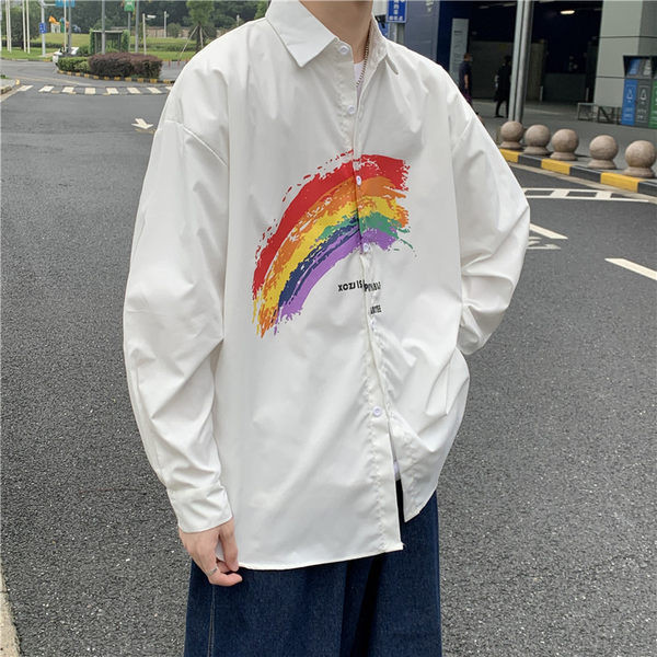 Cămașă de toamnă pentru bărbați cu aplicație și inscripție