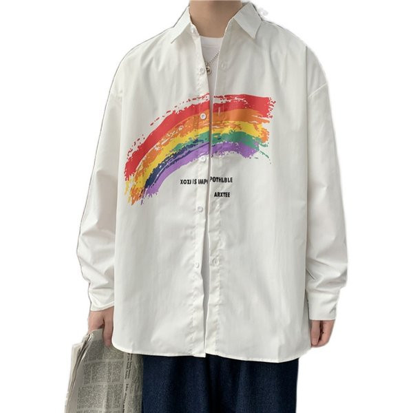 Cămașă de toamnă pentru bărbați cu aplicație și inscripție