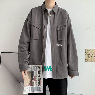 Cămașă bărbați de primăvară-toamnă cu decolteu O