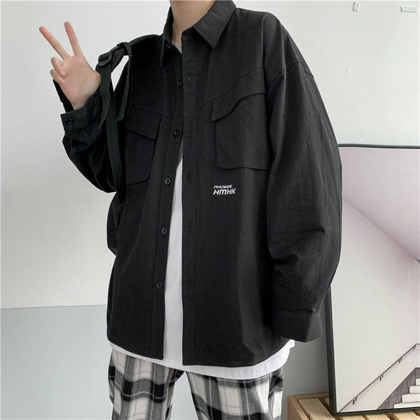 Cămașă bărbați de primăvară-toamnă cu decolteu O