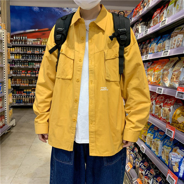 Cămașă bărbați de primăvară-toamnă cu decolteu O