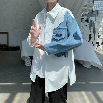 Široki model muške proljetne košulje s gumbima i džepom