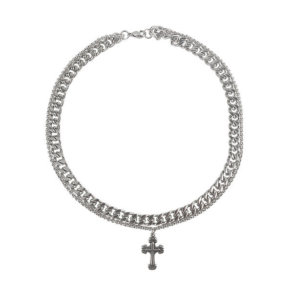 Κομψή ανδρική κοντή αλυσίδα με σταυρό μενταγιόν