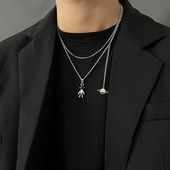 Κομψή μεταλλική ανδρική μακριά αλυσίδα με μενταγιόν