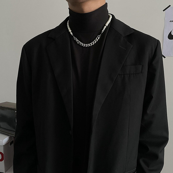 Colier bărbătesc stilat model scurt cu perle decorative