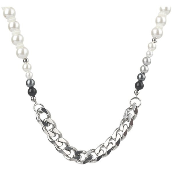 Colier bărbătesc stilat model scurt cu perle decorative