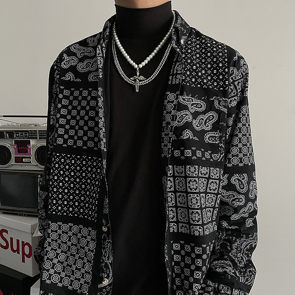 Lanț bărbătesc elegant cu perle decorative și pandantiv