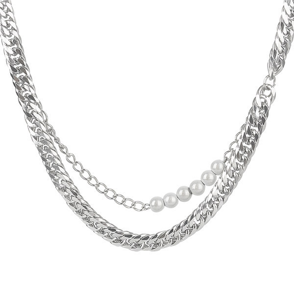 Ανδρικό κολιέ κοντό μοντέλο με διακοσμητικά μαργαριτάρια