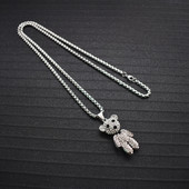 Aktuāla vīriešu ķēdīte ar lāča kulonu un dekoratīviem akmeņiem