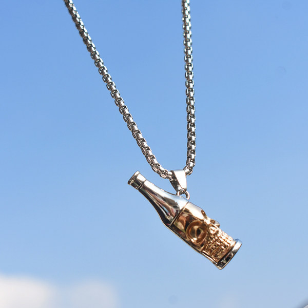 Aktuāls vīriešu ķēdes garais modelis ar kulonu pudelīti